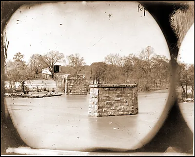 Mrs. Nelsons Crossing Va. Ruins of the Richmond and York River Railroad bridge acro
