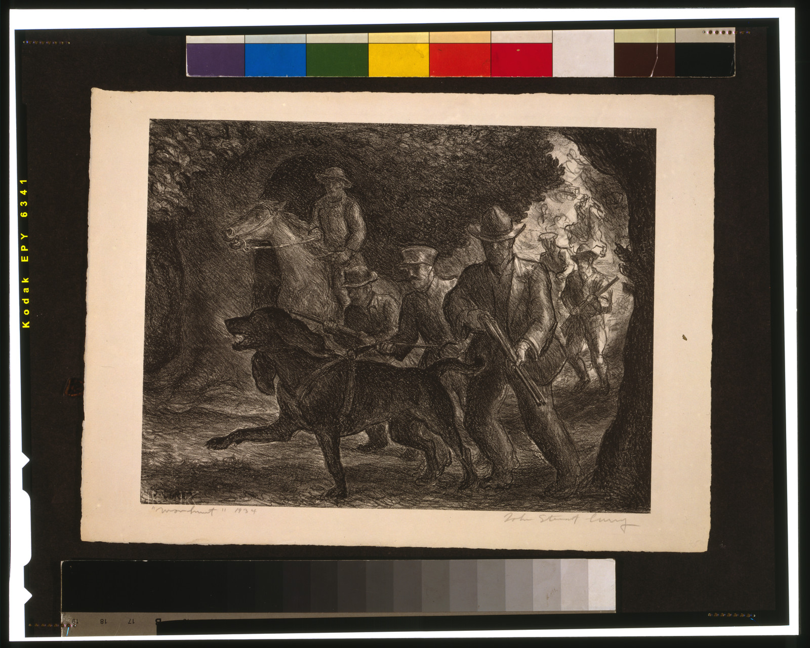 Manhunt / John Steuart Curry., 1934 — antique lithograph