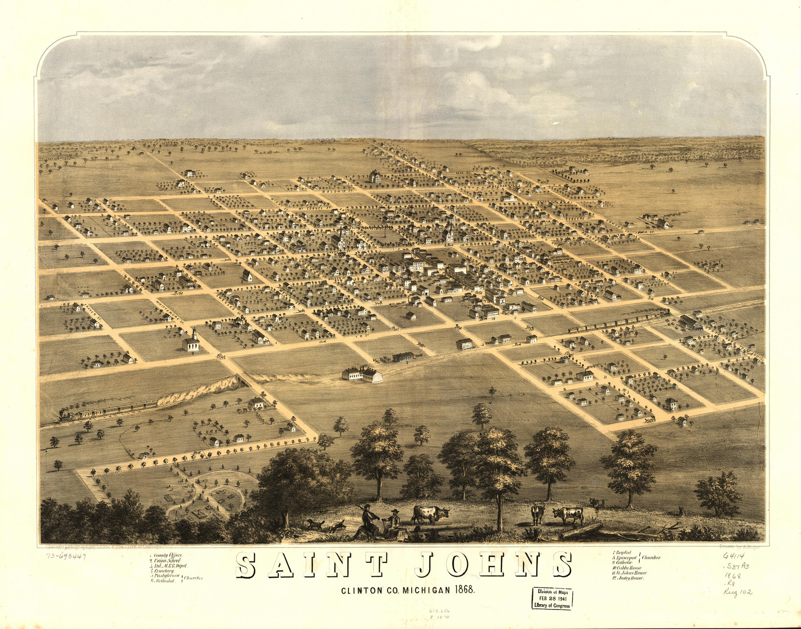 Saint Johns, Michigan, 1868, 1868 — antique map