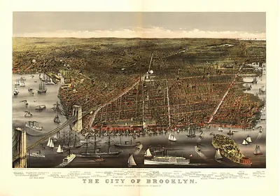 The City of Brooklyn, bird's-eye view map