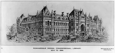 [Library of Congress, Washington, D.C. Front. Exterior elevation. Competition drawing]