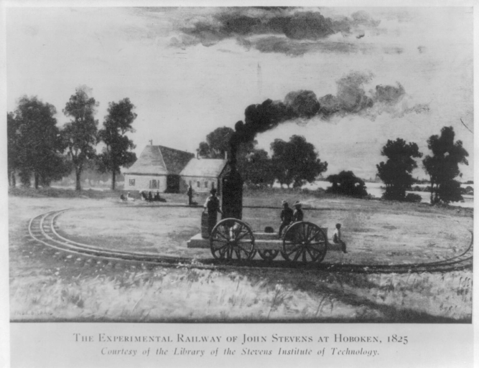 The Experimental Railway of John Stevens at Hoboken, 1825 — historic print
