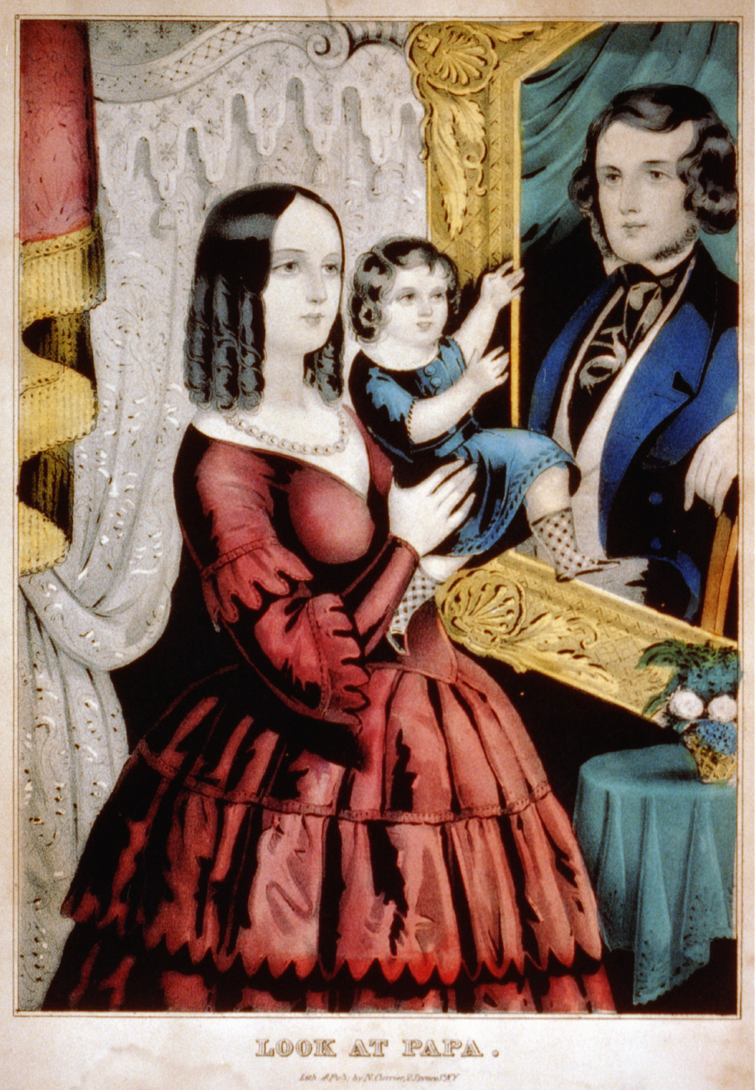 Look at papa / lith: & pub: by N. Currier, 2 Spruce St., N.Y., N.Y. : Lith: & pub: by N. Currier, 2 Spruce St., [between 1838 and 1856] — antique lithograph