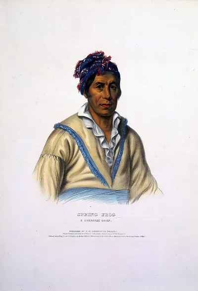 Spring Frog, a Cherokee chief / drawn, printed & coloured at I.T. Bowens Lithographic Establishment.
