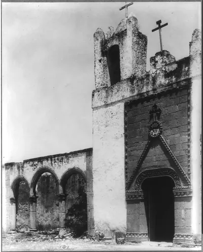 Facade and Capilla Abierto, Iglesia de San Jerónimo, Tlamaco, Mexico