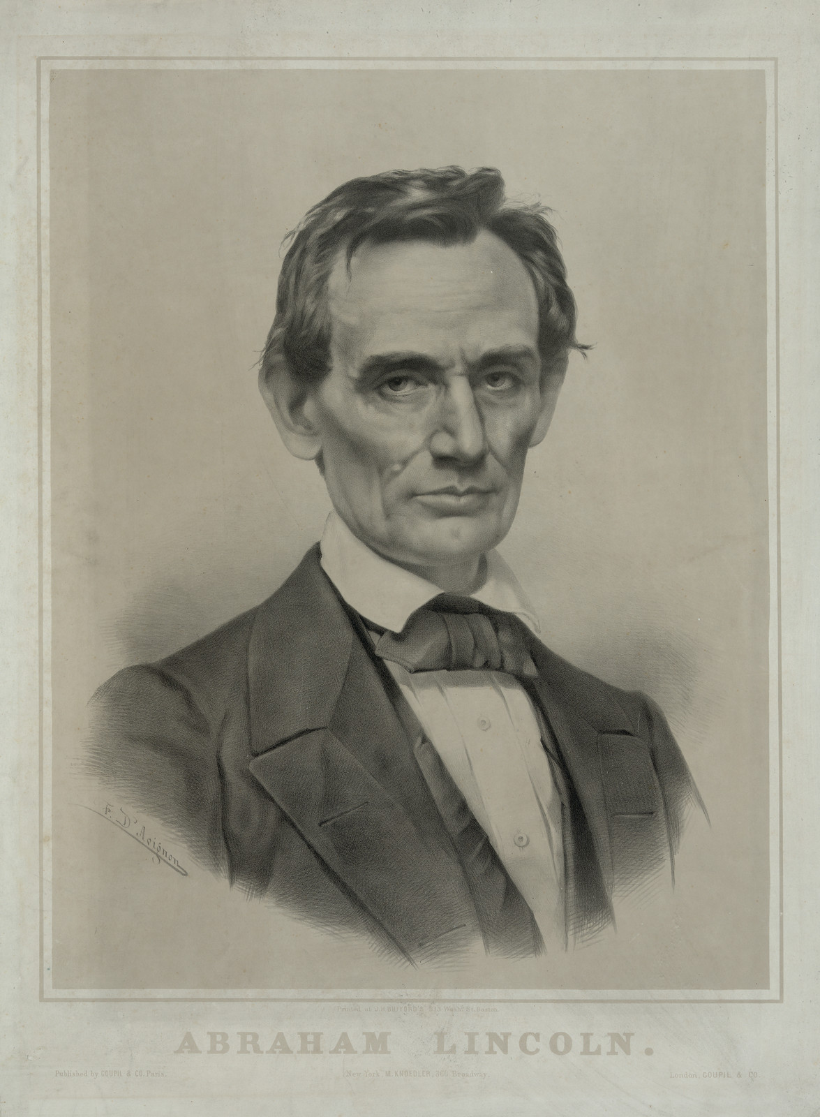 Abraham Lincoln, portrait lithograph — antique lithograph