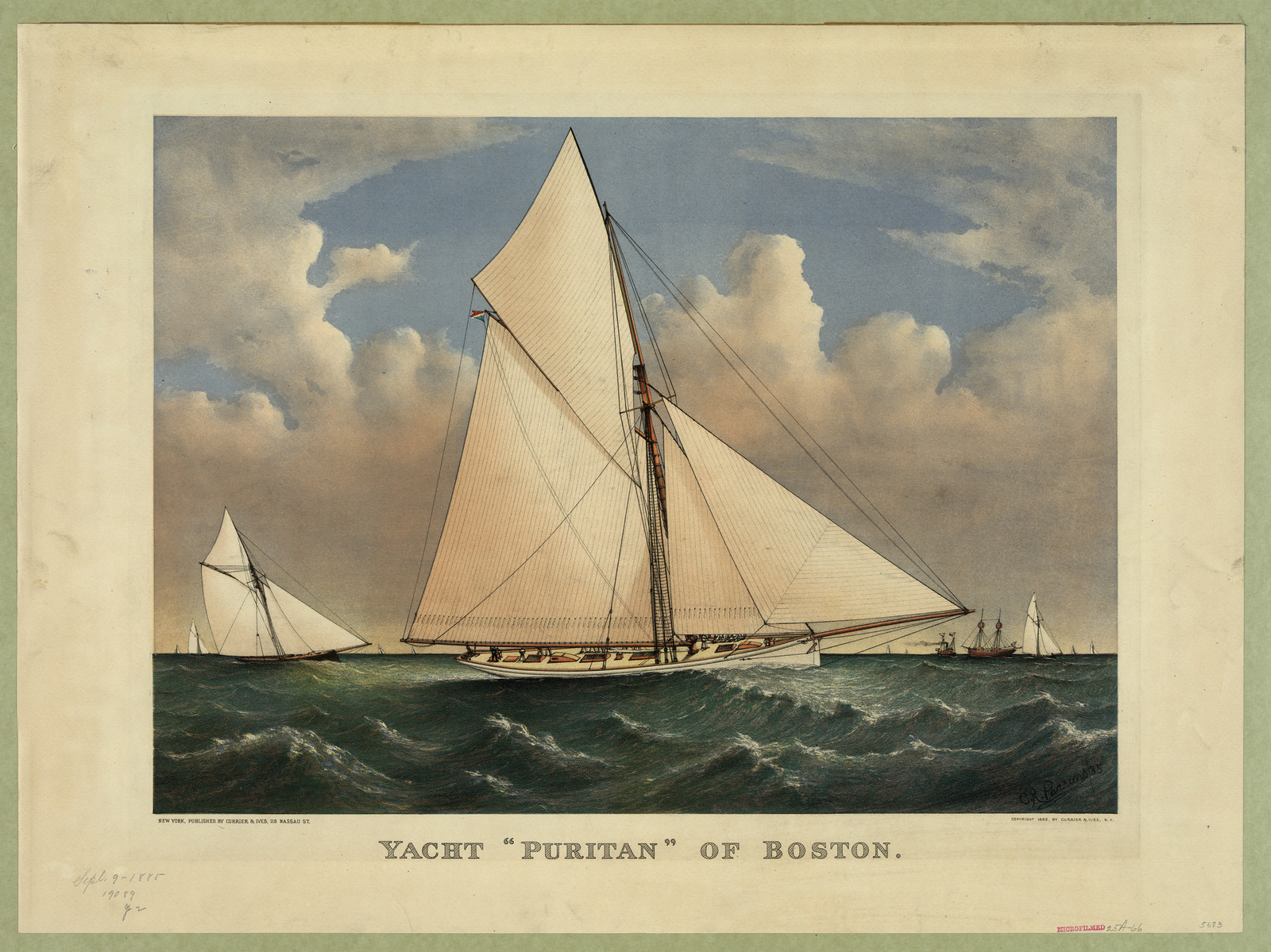 Yacht "Puritan" of Boston, New York : Published by Currier & Ives, c1885. — historic image