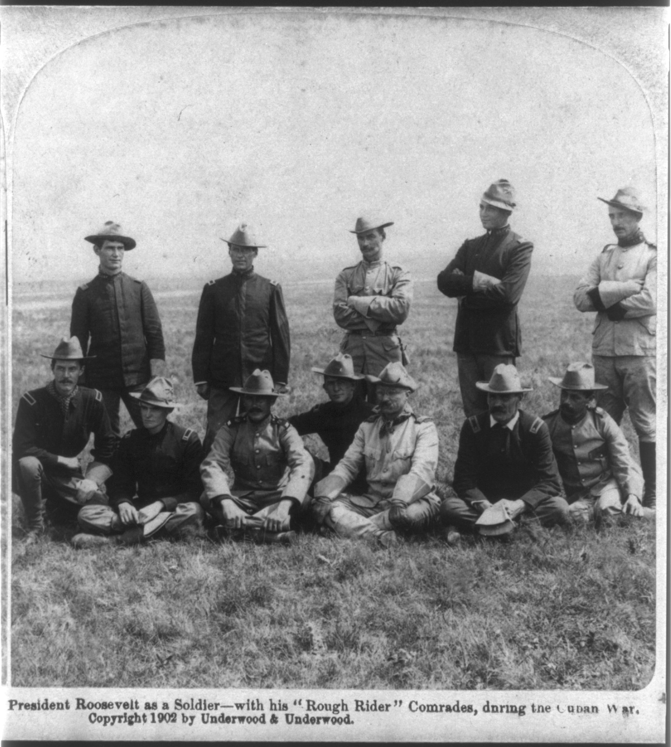 President Roosevelt as a soldier - with his Rough Rider" comrades during the Cuban War", c1902. — historic photograph