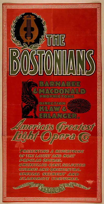 The Bostonians America's Greatest Light Opera Co. poster