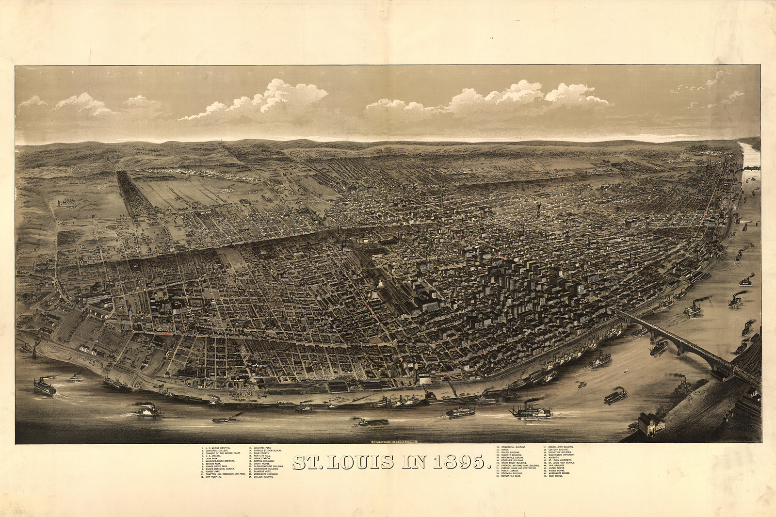 St. Louis 1, Missouri, 1895, 1895 — antique map