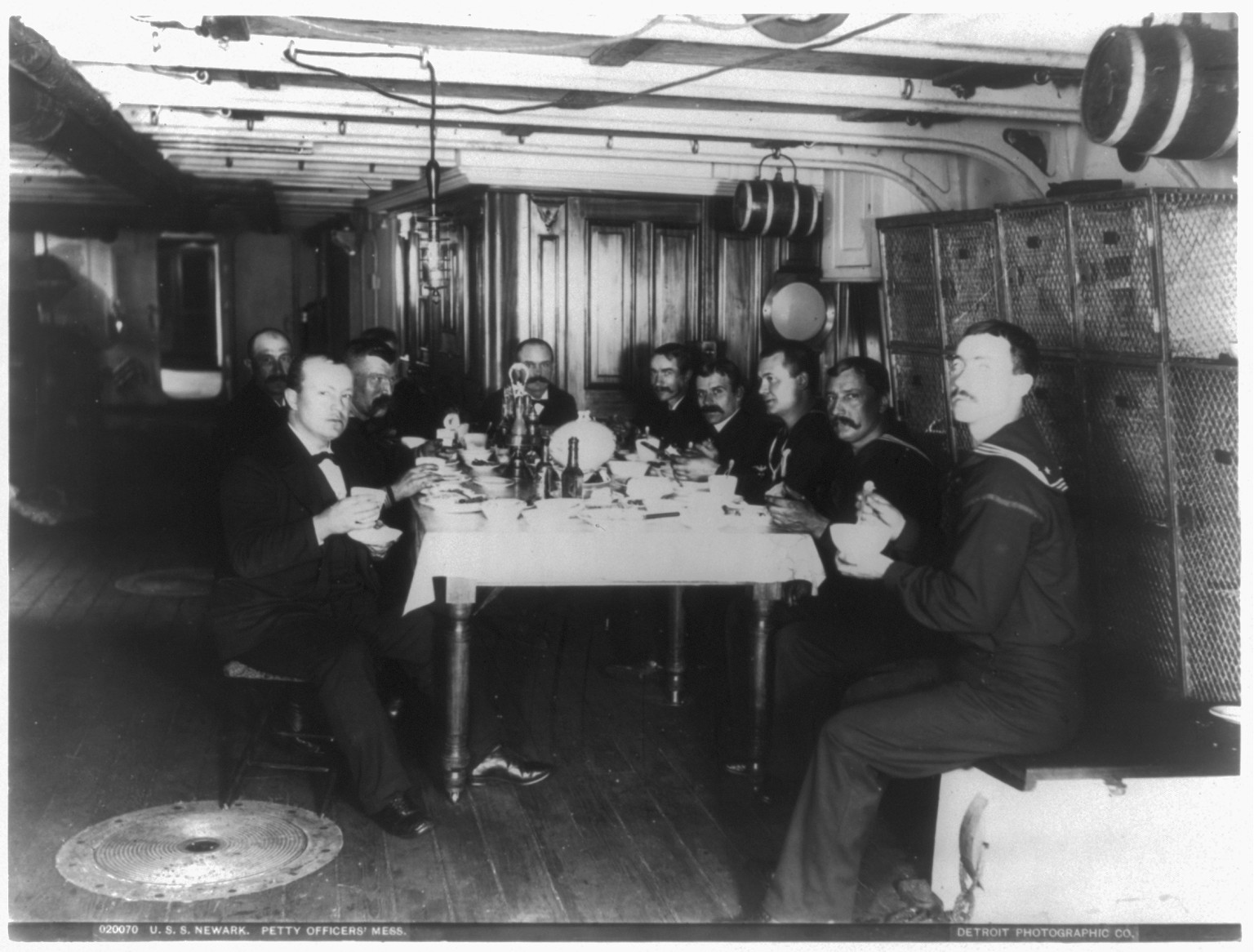 U.S.S. NEWARK. Petty officers' mess, [no date recorded on caption card] — historic photograph