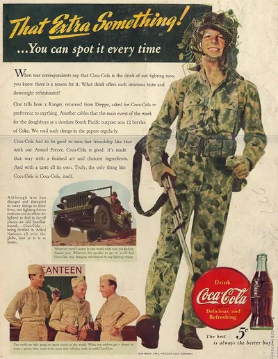 That Extra Something! Coca-Cola wartime advertisement with soldier