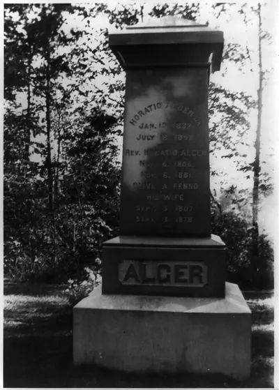 [Gravestone of the Horatio Alger Family in Glenwood Cemetery, South Natick, Massachusetts]