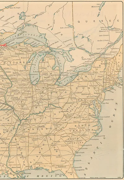 Map of eastern United States and southeastern Canada railways
