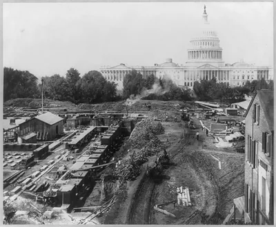 Library of Congress - view of foundation, looking toward the Capitol
