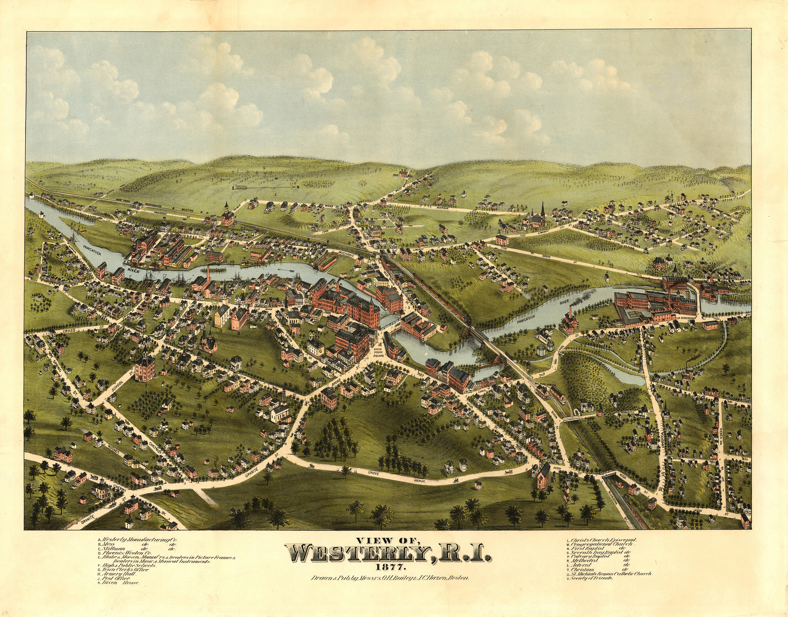 RI Westerly 1877 MAP, 1877 — antique map