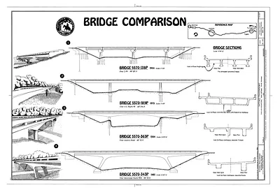 Bridge Comparison: elevations and bridge sections drawing