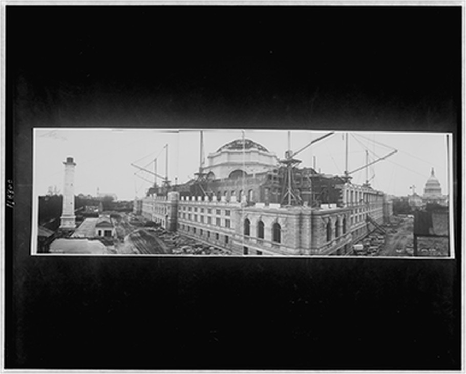 Construction of the Library of Congress, Washington, D.C., April 19, 1893, 1893 April 19. — historic photograph