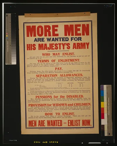 More men are wanted for his majesty's army [...] Men are wanted - enlist now / H.W. & V. Ld.