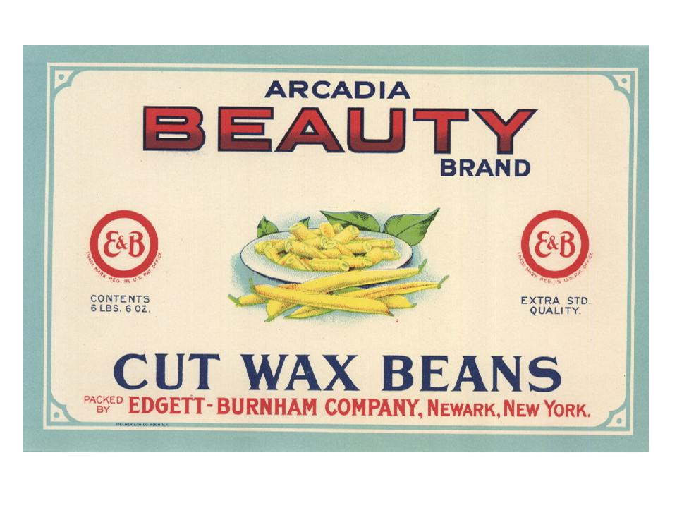 Arcadia Beauty Brand Cut Wax Beans crate label — historic image