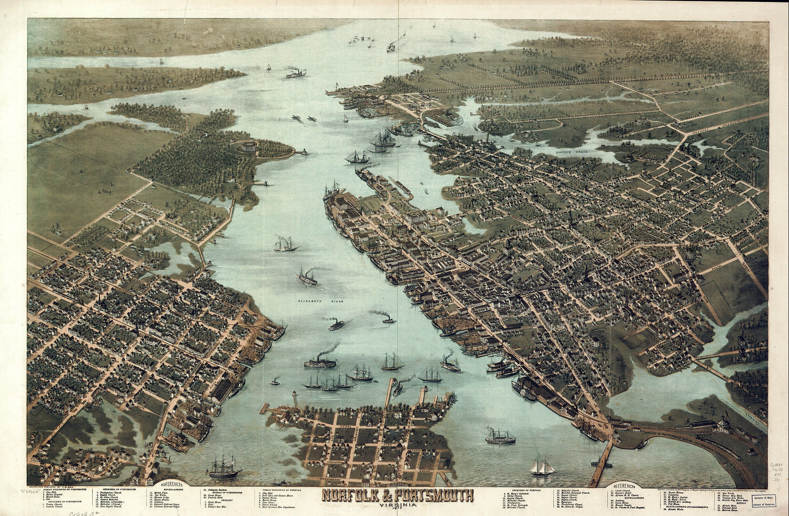 Norfolk Portsmouth, Virginia, 1873, 1873 — antique map
