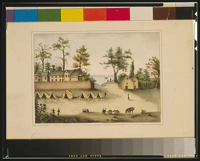 [Soldiers in camp outside the fortified houses, Picolata, Florida]