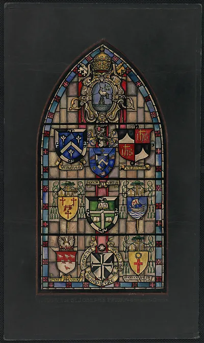 Design drawing for stained glass window, St. Joseph's Priory, Somerset, Ohio
