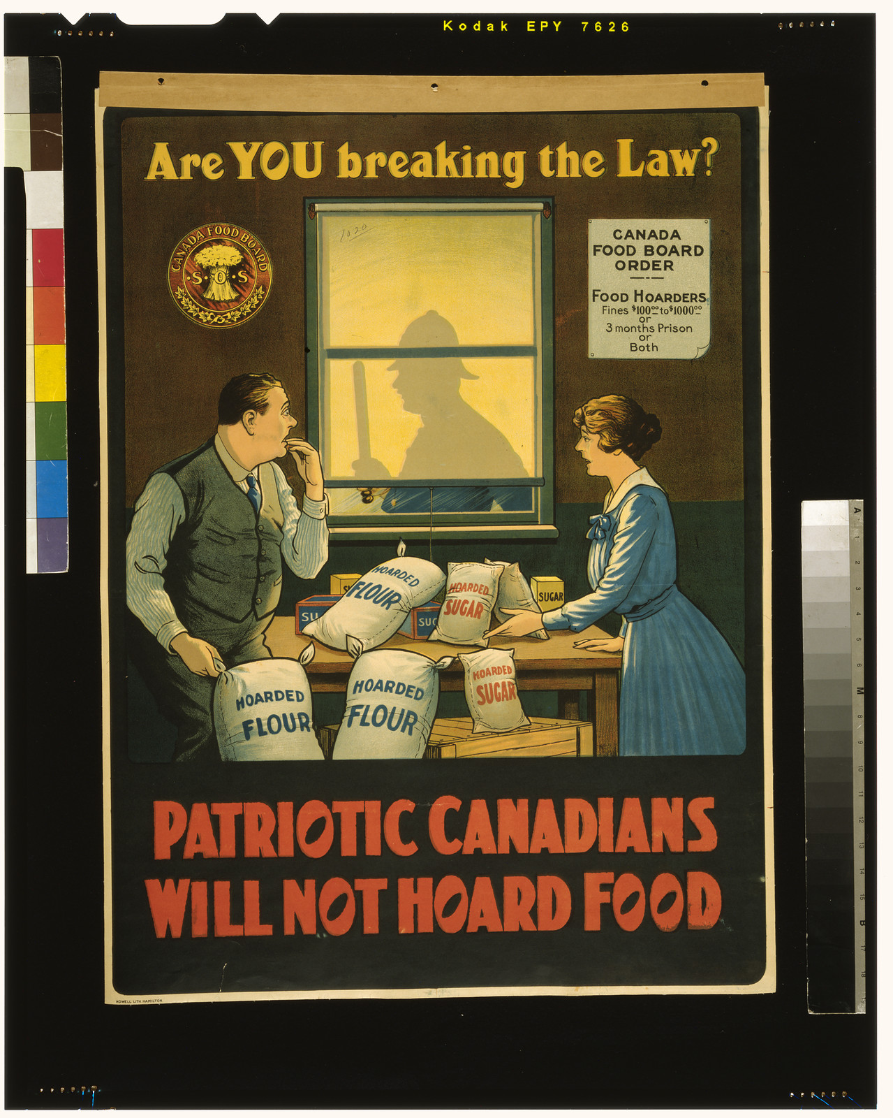 Are you breaking the law? Patriotic Canadians will not hoard food, 1914 — vintage poster