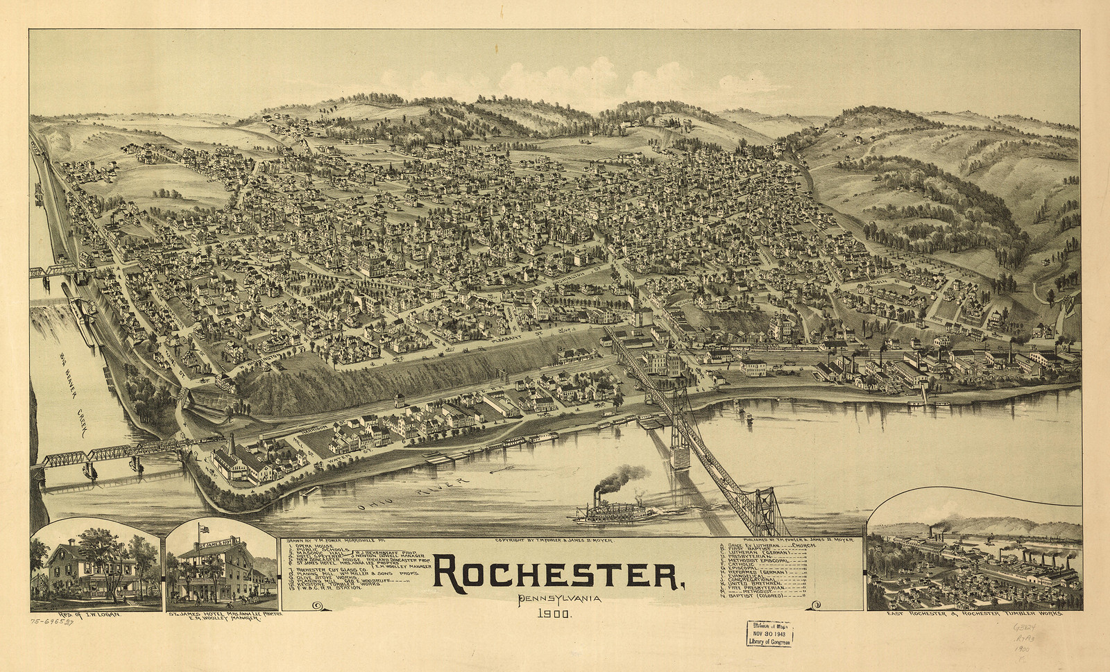 Rochester, Pennsylvania, 1900, 1900 — antique map