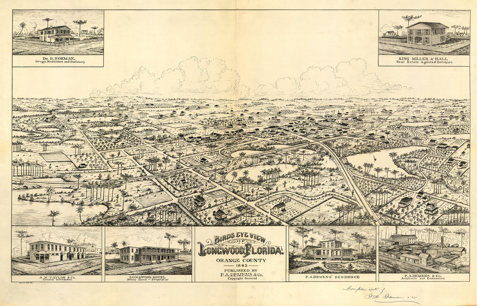 Longwood, Florida, 1885, 1885 — antique map