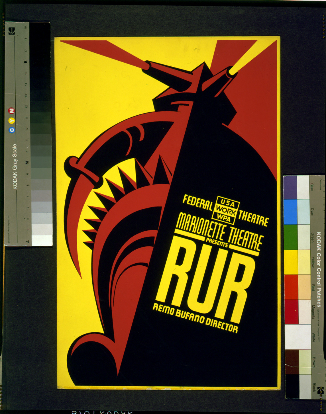 Federal Theatre - Marionette Theatre presents RUR" Remo Bufano director.", [New York : Federal Art Project, between 1936 and 1939] — vintage poster