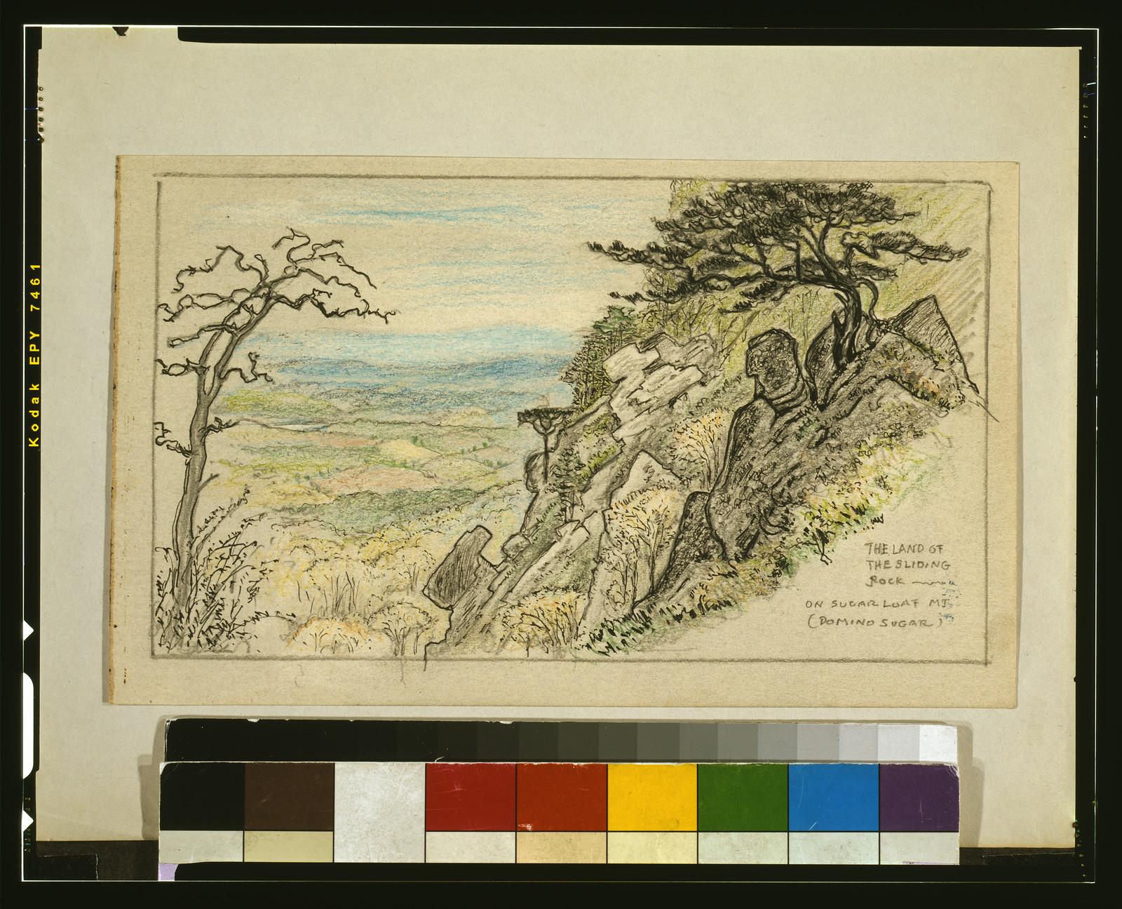 The land of the sliding rock on Sugarloaf Mt. (Domino sugar) — historic drawing