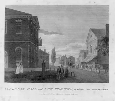 Congress Hall and New Theatre, in Chestnut Street, Philadelphia