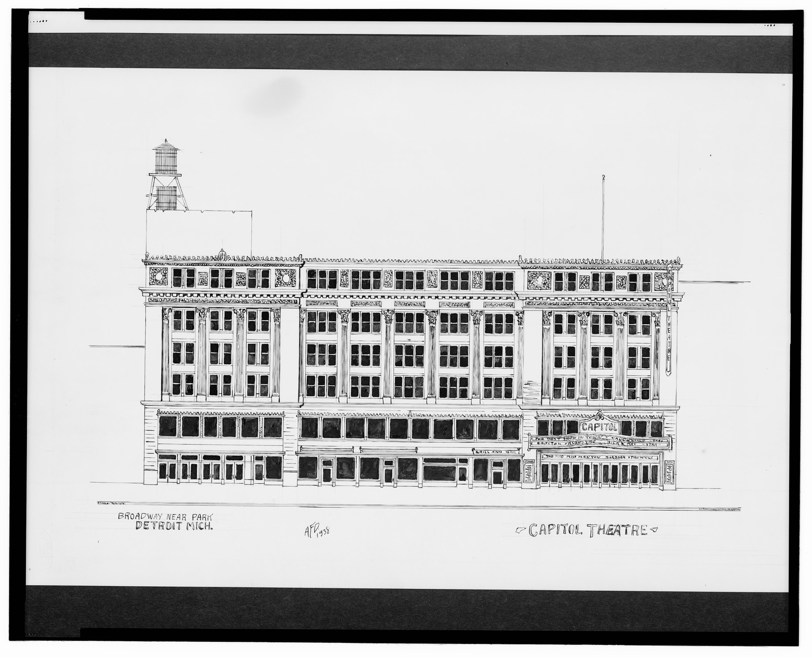 [Capitol Theatre, Broadway near Park, Detroit, Michigan] / AFD 1938., And Engineering (ADE) Drawings — vintage poster