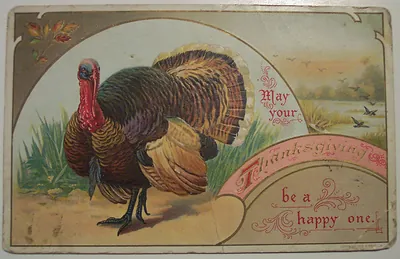 Vintage turkey postcard: May your Thanksgiving be a happy one