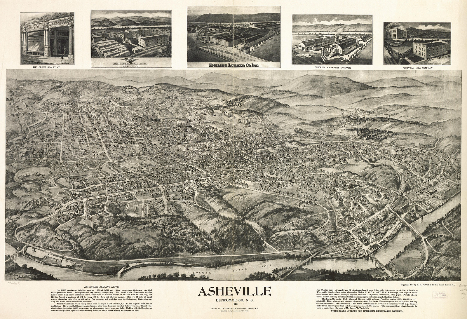 Asheville, North Carolina, 1912, 1912 — antique map