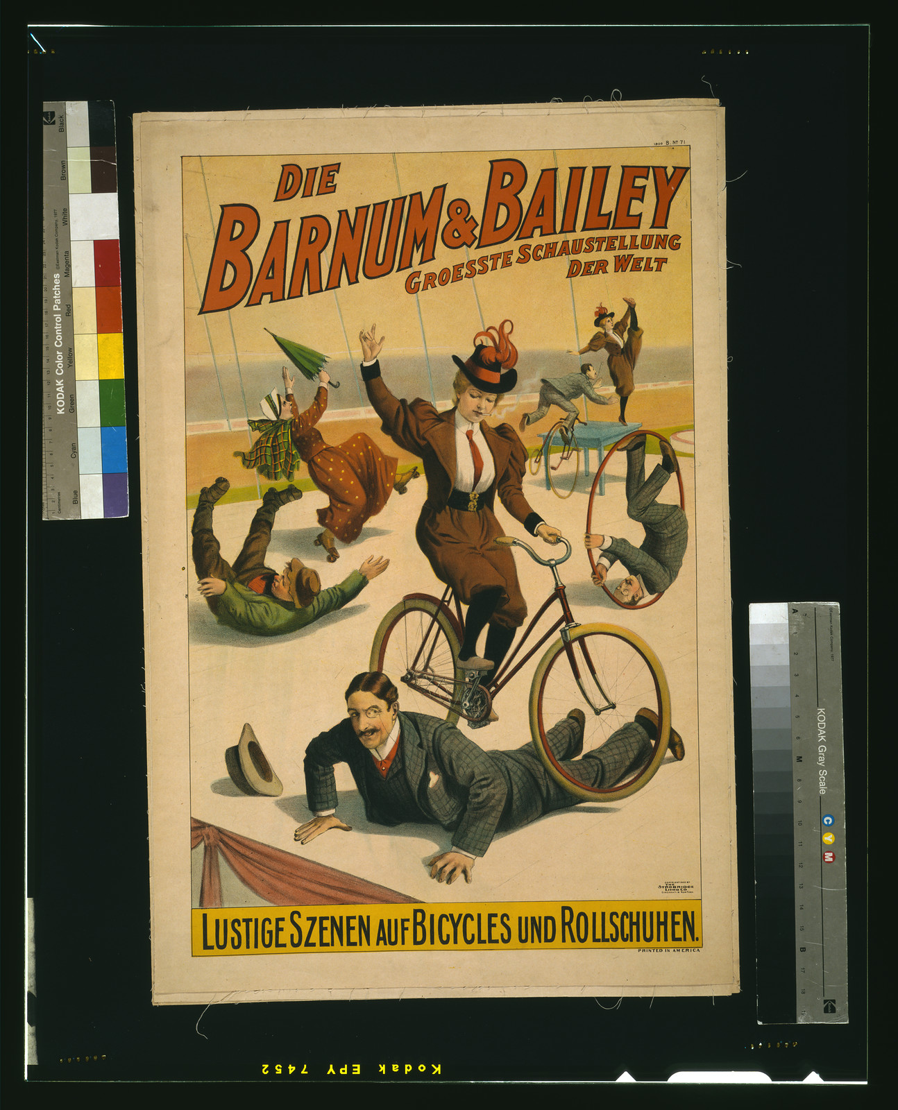Die Barnum & Bailey Groesste Schaustellung der Welt--Lustige Szenen auf Bicycles und Rollschuhen, Cincinnati & New York : The Strobridge Litho. Co., c1900. — vintage poster