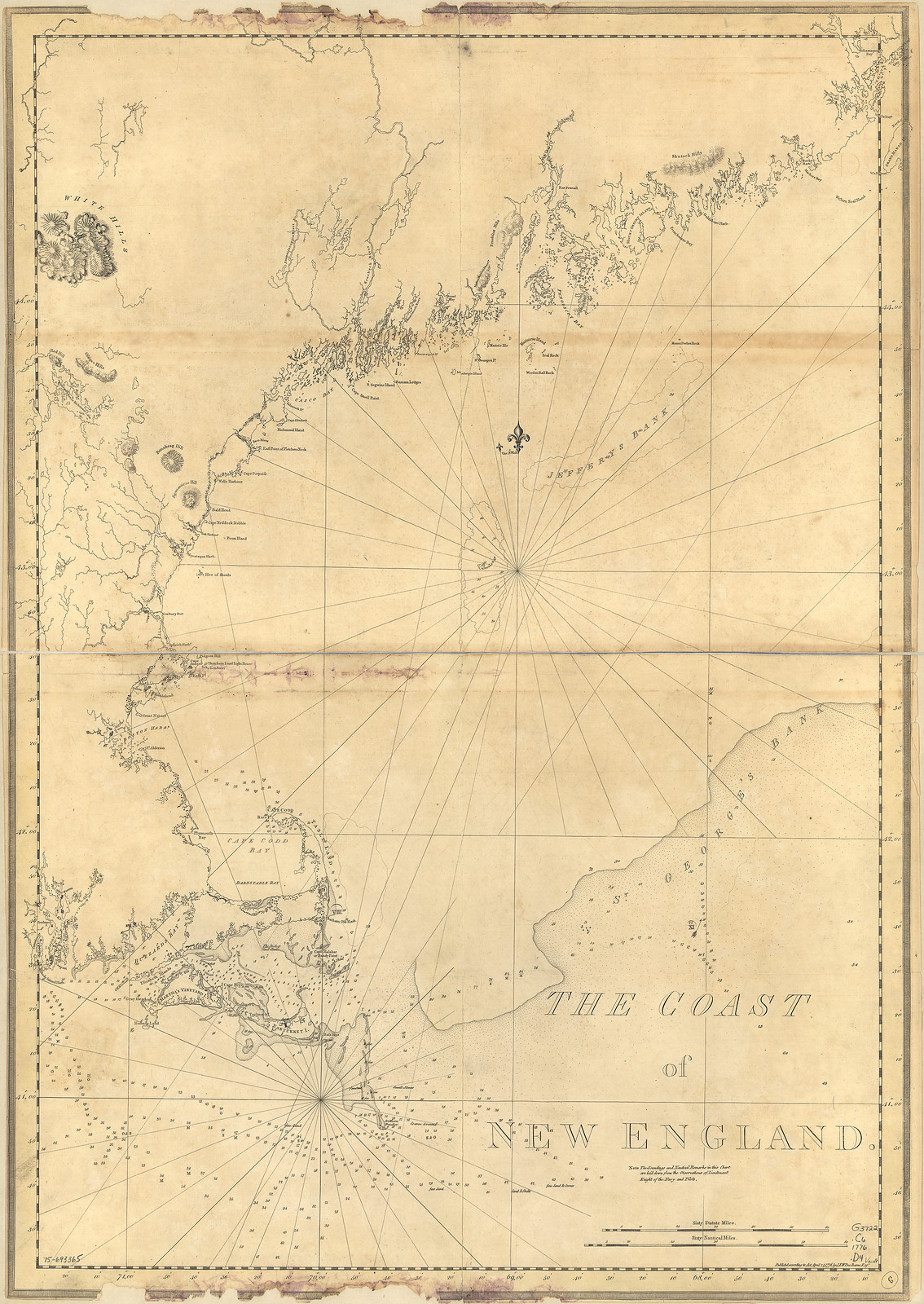 Cost of New England J. F. W. Des Barres, 1776., Massachusetts — antique map