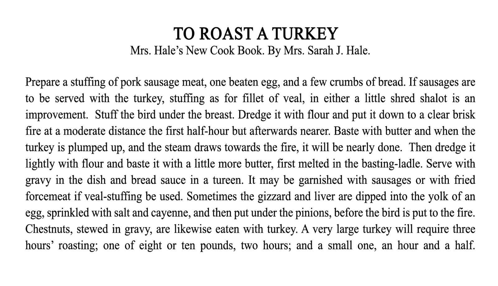 To Roast ATurkey — historic image