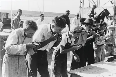 Pie eating contest at 4-H Club fair, Cimarron, Kansas