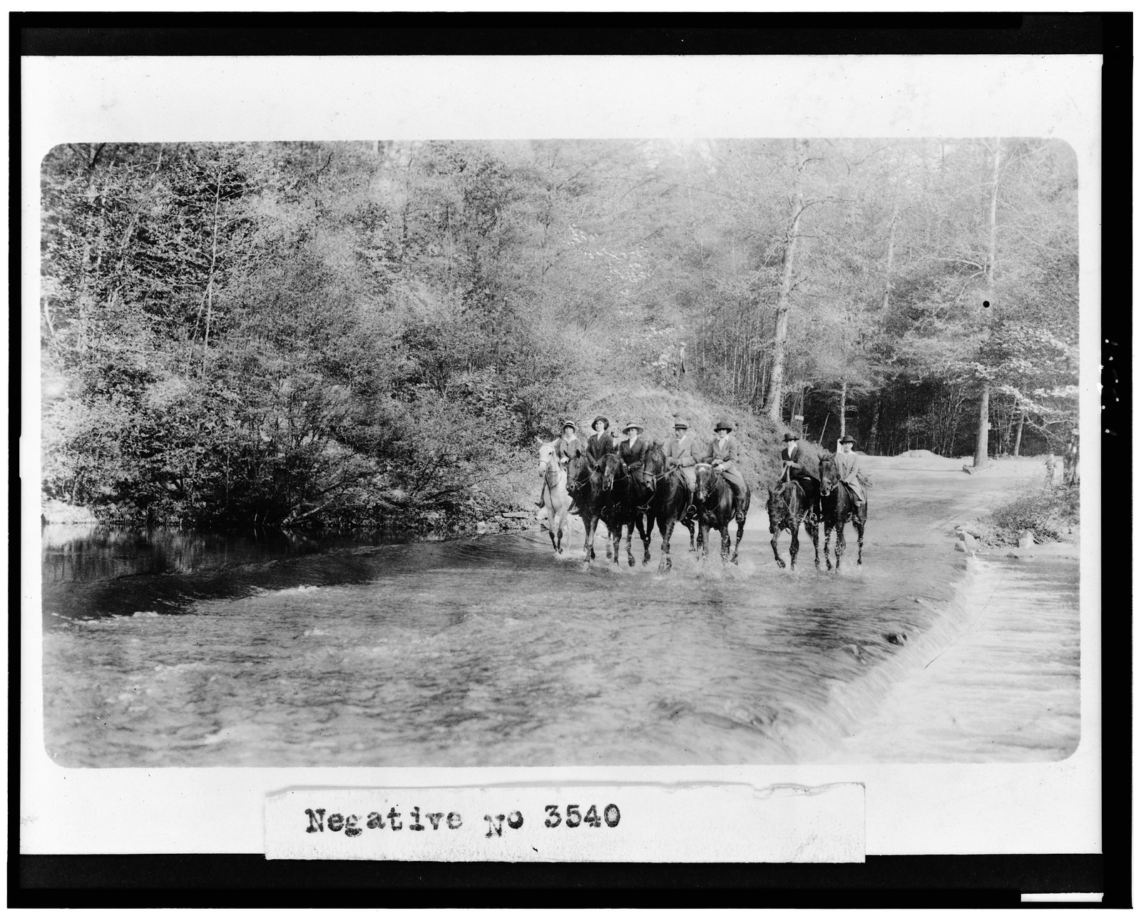 [Horseback riders in stream in Rock Creek Park, Washington, D.C.], [between 1909 and 1932] — historic photograph