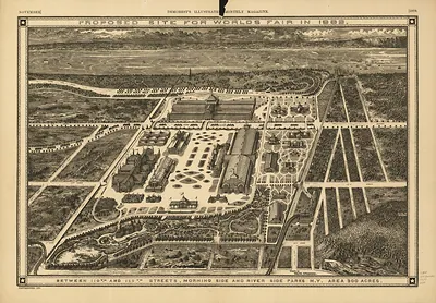 New York City Proposed site for Worlds Fair in, New York, 1883