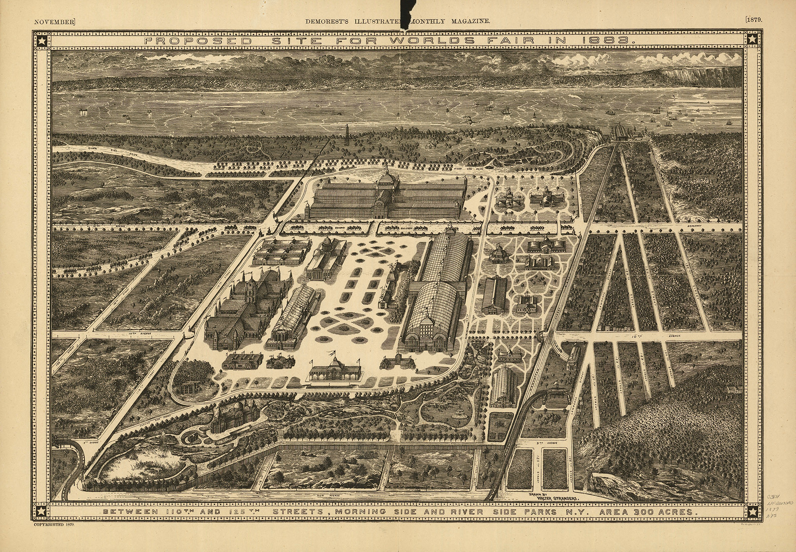 New York City Proposed site for Worlds Fair in, New York, 1883, 1883 — antique map