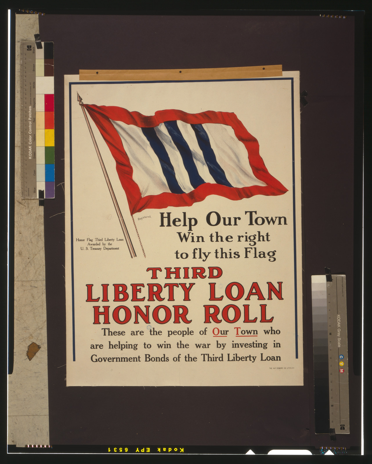 Help our town win the right to fly this flag--Third Liberty Loan honor roll / The W.F. Powers Co. Litho., N.Y., [1917] — vintage poster