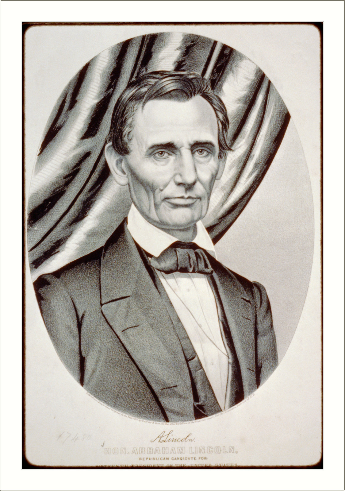 Hon. Abraham Lincoln: Republican candidate for sixteenth president of the United States, New York : Published by Currier & Ives, c1860. — antique lithograph