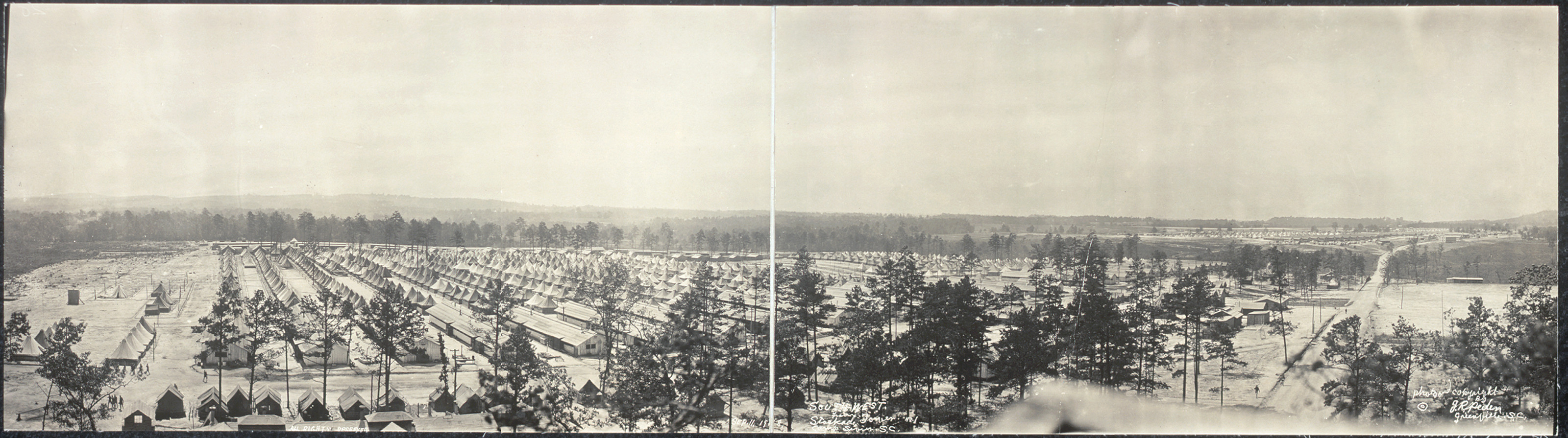 SW from Stockade Tower Camp Sevier, South Carolina, 1918, 1918 — historic image
