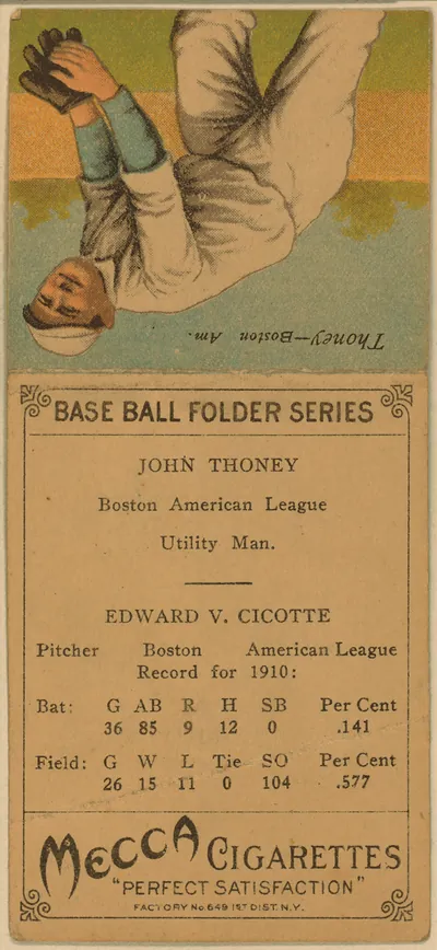 John Thoney, Boston American League Utility Man, Mecca Cigarettes Card