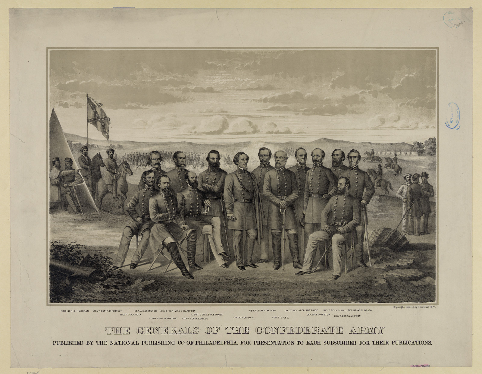 The Generals of the Confederate Army, lithograph print — antique lithograph