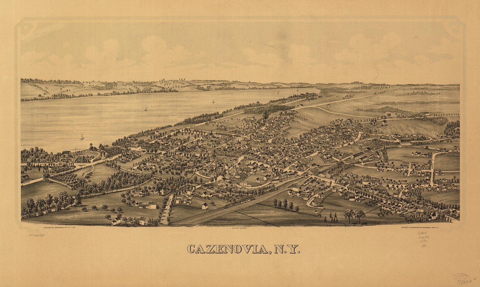 Cazenovia, New York, 1890, 1890 — antique map