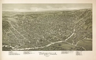 Titusville, Pennsylvania, 1896 bird's-eye view map